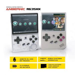 Consola de Juegos Portatil LEVEL UP  Retro Anbernic Rg35xx BLANCA 